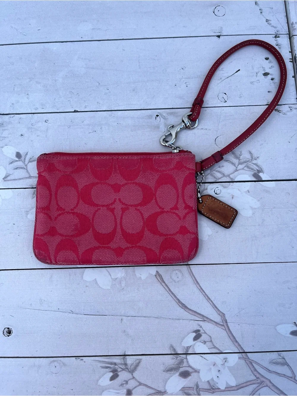 Coach Red Signature Canvas Wristlet